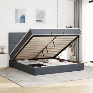 Кровать-кассета с матрасами VidaXL модель 3314271, бархат, серая, 200x200 см