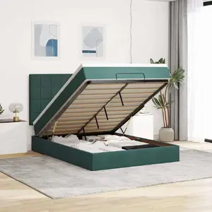 Рамa кровати с оттоманкой и матрасами VidaXL 140x200 см зелёный бархат