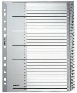 Numeric tab index Leitz 12810000 Cardboard Grey
