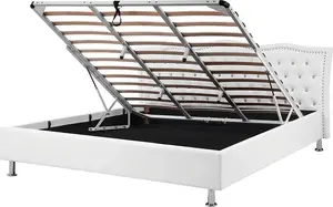 Кровать с ящиком Beliani METZ 160 x 200 см белая – деревянный каркас, мягкое изголовье