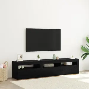 TV skapīšu komplekts VidaXL modelis 3332505 ar LED apgaismojumu, melnās ozola apdare, TV statīvs 60x35x40 cm