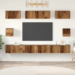 vidaXL TV skapīšu komplekts 8 gab. ar vecinātas koksnes apdari, vidēja izmēra moduļi