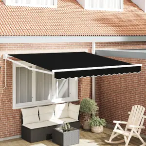 Markīzes audums VidaXL manuālajai markīzei 3,5 x 2,5 m — nomaiņas melns pārsegs, modelis 3330329
