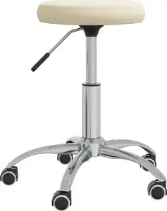 Massage Stool VidaXL model 3085737, velvet upholstery in cream, swivel seat for therapy and salon use