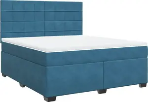 Континентальная кровать с матрасом VidaXL 3290982, бархат синего цвета, 180x200 см