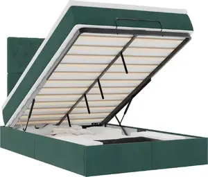 Каркас кровати с оттоманкой VidaXL 3313624 для матрасов 140x200 см, розовый бархат