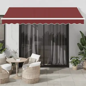 Маркиза vidaXL ручная скручиваемая бордовая 350x250 см