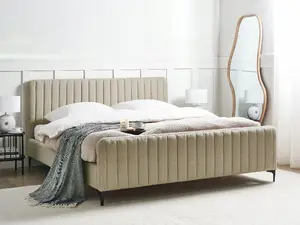 Кровать Beliani LUNAN Boucle 180 x 200 см Бежевая, мягкая обивка