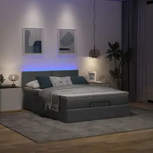 Кровать-оттоманка VidaXL 3312230 с матрасом, тёмно-серая ткань, 140x200 см