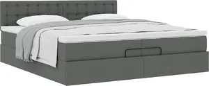 Кровать с оттоманкой и матрасом VidaXL 200x200 см, серая ткань