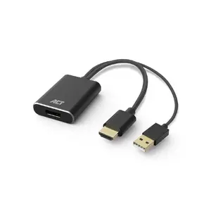 ACT AC7536 video kabeļu aksesuārs 0,24 m HDMI + USB DisplayPort Melns
