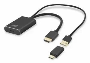 ACT AC7537 video kabeļu aksesuārs 0,25 m USB Veids-C HDMI + USB Melns