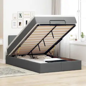 Кровать-оттоманка VidaXL с матрасом и LED, тёмно-серая, 120x200 см