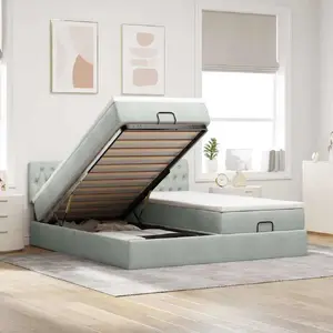 Каркас кровати с оттоманкой WaszeMeble VidaXL 180x200 см, серый бархат, с матрасами