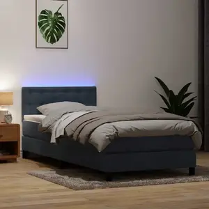 Кровать с матрасом VidaXL континентального типа велюровая тёмно‑серая 80x220 см