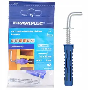 Wall plug with angled hook Koelner/Rawlplug 4ALL 6 x 30 mm, set of 2