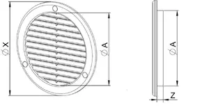 Ventilation grille AWENTA TRU18K for 150 mm duct, model TRU18K, white