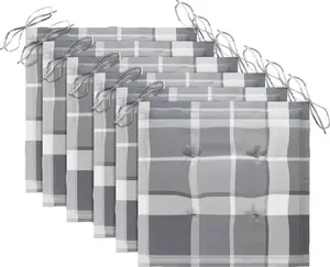 Outdoor chair cushions VidaXL set of 6 gray check 50x50x4 cm