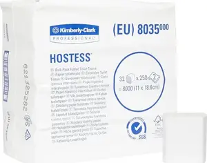 Туалетная бумага в складке Kimberly‑Clark Hostess 2‑слойная из макулатуры, 8000 отрывов, MPN 8035
