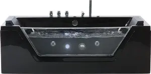 Bathtub Beliani SAMANA model 153 cm with LED and hydromassage, black