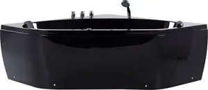 Corner bathtub Beliani MEVES with LED and hydromassage 140 x 140 cm, black