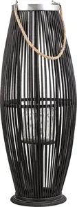 Wooden lantern Shumee TAHITI 84 cm black — decorative outdoor/indoor lamp