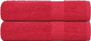 Bath Towels VidaXL set of 2, model 136932, 100% Cotton, red, 100x150 cm