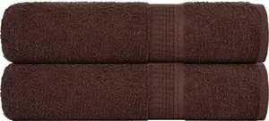 Bath Towels VidaXL set of 2, 100% Cotton, Brown, 70x140 cm