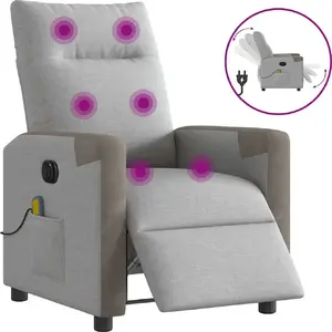 VidaXL electric reclining massage armchair 3324084, grey fabric, adjustable massage functions