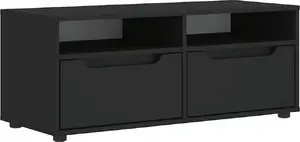 TV skapis VidaXL VISNES melns, līmēts koks, modelis 4108293, paredzēts 100 cm televizoriem