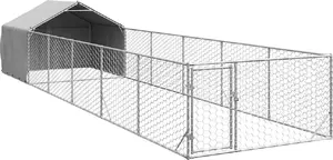 Āra suņu voljērs ar izskrējienu 8×2×1,5 m, VidaXL, cinkota tērauda