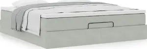Каркас кровати с оттоманкой и матрасом VidaXL модель 3311201, серый бархат, 180x200 см