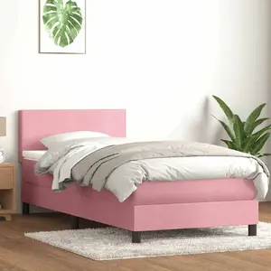 Континентальная кровать VidaXL с матрасом, розовая, 80x220 см