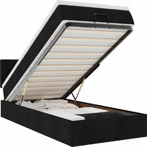 Кровать-оттоман с матрасом VidaXL 100x200 см ткань черная