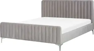 Bed Shumee LUNAN velvet 160 x 200 cm gray — upholstered double bed, mattress size 160x200