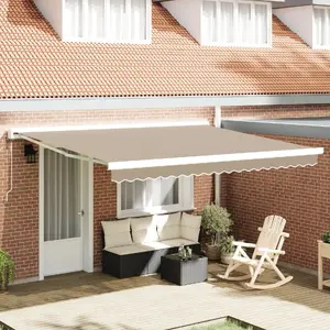 Aizkaru / markīzes audums VidaXL 4x3 m rāmim, bēšs