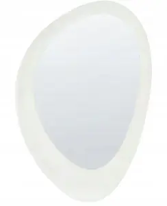 Wall Mirror Beliani AUDES — velvet frame, white, 60 x 90 cm