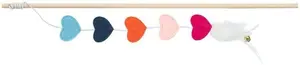 Cat Wand Toy Trixie TX-45548 — wooden handle with felt hearts, catnip, 48 cm
