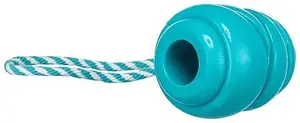 Trixie Super Strong bouncing ball with rope dog toy, TPR, light blue, 36.5 cm / 7.9 cm