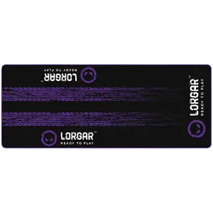 Sim Racing grīdas paklājs LORGAR RX1FM — šūts maliņa, 1 700 x 700 x 3 mm, melns/violets