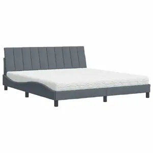 Кровать с матрасом VidaXL Hanko 200x200 см темно-серая бархат
