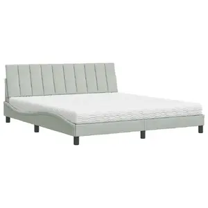Кровать с матрасом VidaXL Hanko 160x200 см светло-серая бархат