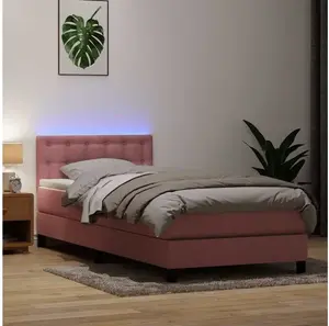 Континентальная кровать с матрасом и LED VidaXL Lumarko 80x220 см, розовая