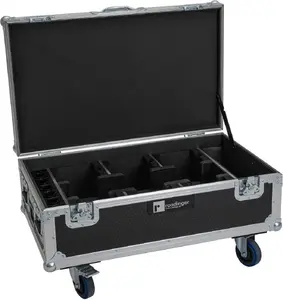 Roadinger Flightcase for 6× AKKU UP-4 QCL Spot QuickDMX MK2 with Charging Function and Wheels