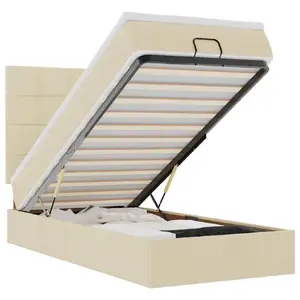 Gulta VidaXL 3314001 ar matrači, auduma apdare, 1200×2030 mm, maksimālais noslodze 280 kg