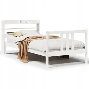 Каркас кровати с изголовьем VidaXL Lumarko 90x200 см, белый, без матраса