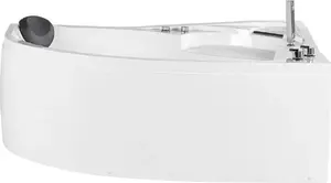 Corner bathtub Beliani NEIVA with LED and left-side hydromassage, white