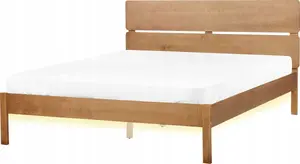 Кровать Beliani BOISSET деревянная с LED-изголовьем для матраса 160 x 200 см, светлая