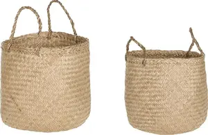 Set of 2 Beliani woven seagrass baskets HALONG light – storage baskets, natural seagrass, open-top