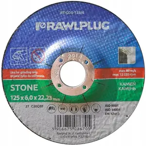 Rawlplug RT-GDS-125/6 Corundum Grinding Disc for Stone 125 x 6.0 x 22.23 mm - 10 Pieces